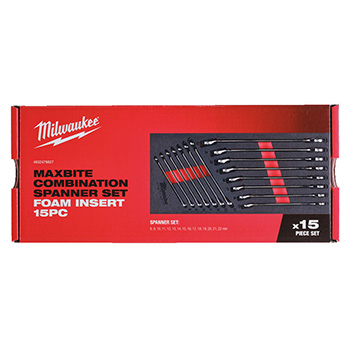 Milwaukee set viljuškasto-okastih ključeva MAX BITE™ 8-22mm 15/1 u penastom modulu 4932479827 Milwaukee set viljuškasto-okastih ključeva MAX BITE™ 8-22mm 15/1 u penastom modulu 4932479827