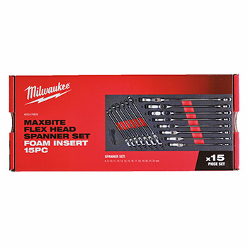 Milwaukee set brzih zglobnih viljuškasto-okastih ključeva MAX BITE™ 8-22mm 15/1 u penastom modulu 4932479829-4