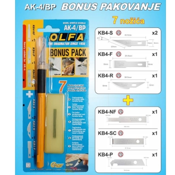 Olfa profesionalni skalpel Art & Hoby sa 7 poklon nožića AK-4/BP Olfa profesionalni skalpel Art & Hoby sa 7 poklon nožića AK-4/BP