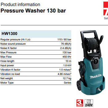 Makita čistač pod visokim pritiskom HW1300-1