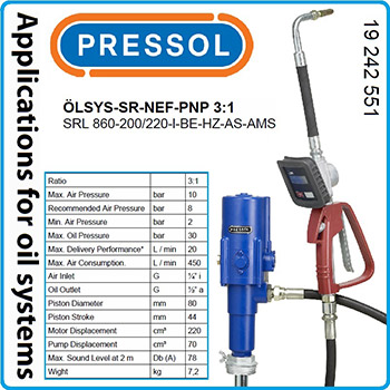 Pressol pumpa pneumatska za ulje sa meračem protoka PR19242551-1