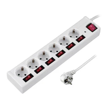 Produžni kabl sa 6 utičnica individualno individual.ON/OFF prenaponska zaštita 121947 Produžni kabl sa 6 utičnica individualno individual.ON/OFF prenaponska zaštita 121947