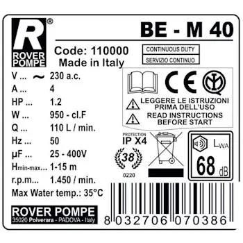 Pumpa za pretakanje Rover BE-M 40 Pumpa za pretakanje Rover BE-M 40