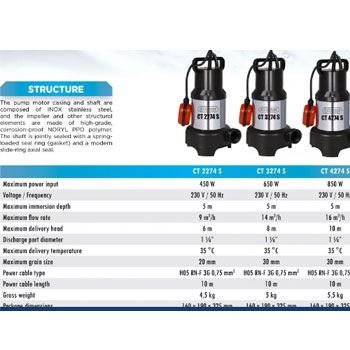 Elpumps potapajuća pumpa za prljavu vodu CT 4274 S-2