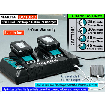 Makita punjač za dve baterije DC18RD-3