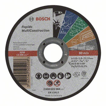 Bosch Rezna ploča ravna Rapido Multi Construction 115mm 2608602384 Bosch Rezna ploča ravna Rapido Multi Construction 115mm 2608602384