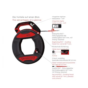 Runpotec RP5 Poliester sajla Ø5.5mm-30m sa digitalnim meračem 10203 Runpotec RP5 Poliester sajla Ø5.5mm-30m sa digitalnim meračem 10203