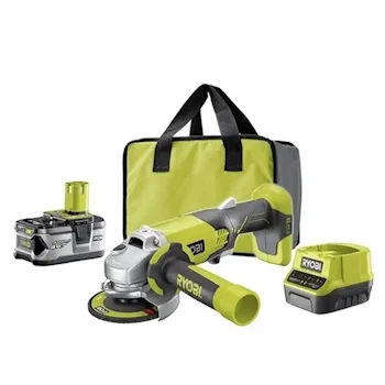 Ryobi aku ugaona brusilica 115mm + punjač+ baterija 4Ah set R18AG-140S Ryobi aku ugaona brusilica 115mm + punjač+ baterija 4Ah set R18AG-140S