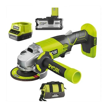Ryobi aku ugaona brusilica 115mm + punjač+ baterija 4Ah set R18AG-140S Ryobi aku ugaona brusilica 115mm + punjač+ baterija 4Ah set R18AG-140S