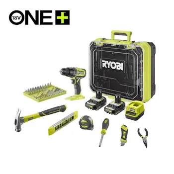 Ryobi set aku alata u koferu - aku bušilica plus ručni alat i pribor RDD18-2C20TAH