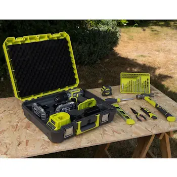 Ryobi set aku alata u koferu - aku bušilica plus ručni alat i pribor RDD18-2C20TAH-5