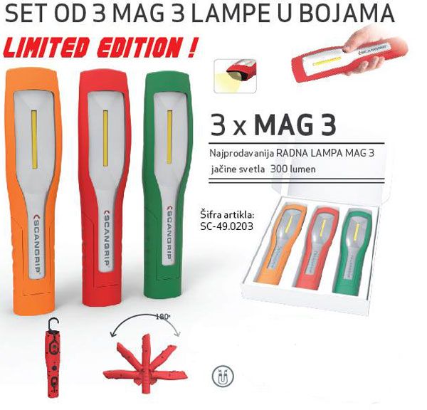 Scangrip set od 3 MAG 3 lampe u bojama SC-49.0203