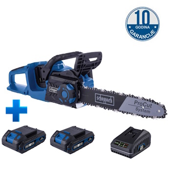 Scheppach aku lančana testera Brushless IXES BC-CS355Duo-X + set punjač 2.4A i 2 x baterija 2.0Ah