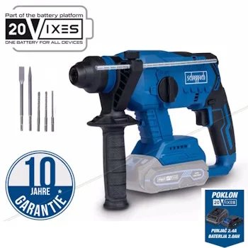 Scheppach aku udarna čekić bušilica SDS PLUS Brushless IXES Solo BC-RHD230-X+ set punjač 2.4A i baterija 2.0Ah Scheppach aku udarna čekić bušilica SDS PLUS Brushless IXES Solo BC-RHD230-X+ set punjač 2.4A i baterija 2.0Ah