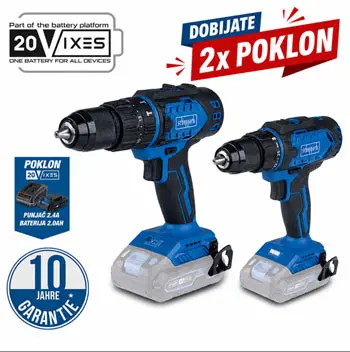 Scheppach IXES 20V set akumulatorskih bušilica – Brushless udarna bušilica BC-CD60-X + bušilica-odvijač C-DD45-X Scheppach IXES 20V set akumulatorskih bušilica – Brushless udarna bušilica BC-CD60-X + bušilica-odvijač C-DD45-X