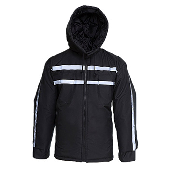 Zimska jakna sa kapuljačom i fluo trakama - crna