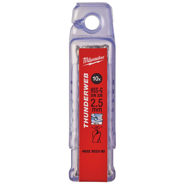 Milwaukee set 10 burgija 2,5mm THUNDERWEB HSS-G 4932352380 Milwaukee set 10 burgija 2,5mm THUNDERWEB HSS-G 4932352380