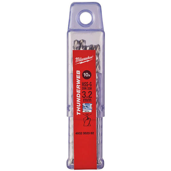 Milwaukee set 10 burgija 3,5mm THUNDERWEB HSS-G 4932352383 Milwaukee set 10 burgija 3,5mm THUNDERWEB HSS-G 4932352383