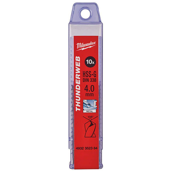Milwaukee set 10 burgija 4mm THUNDERWEB HSS-G 4932352384 Milwaukee set 10 burgija 4mm THUNDERWEB HSS-G 4932352384
