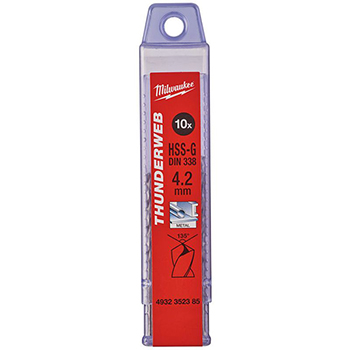 Milwaukee set 10 burgija 4,2mm THUNDERWEB HSS-G 4932352385 Milwaukee set 10 burgija 4,2mm THUNDERWEB HSS-G 4932352385