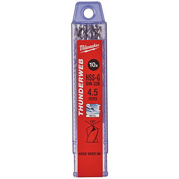 Milwaukee set 10 burgija 4,5mm THUNDERWEB HSS-G 4932352386 Milwaukee set 10 burgija 4,5mm THUNDERWEB HSS-G 4932352386