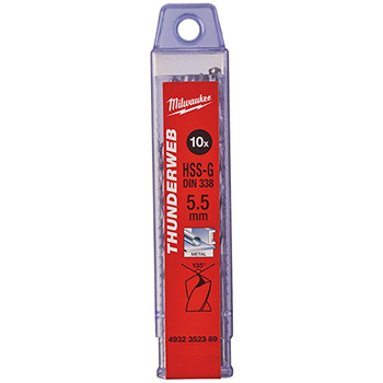 Milwaukee set 10 burgija 5,5mm THUNDERWEB HSS-G 4932352389 Milwaukee set 10 burgija 5,5mm THUNDERWEB HSS-G 4932352389