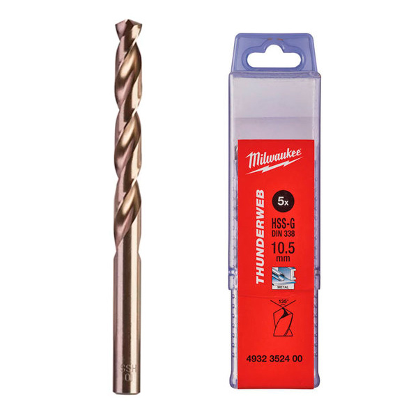 Milwaukee set 10 burgija 10,5mm THUNDERWEB HSS-G 4932352400 Milwaukee set 10 burgija 10,5mm THUNDERWEB HSS-G 4932352400