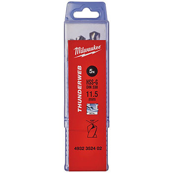 Milwaukee set 10 burgija 11,5mm THUNDERWEB HSS-G 4932352402 Milwaukee set 10 burgija 11,5mm THUNDERWEB HSS-G 4932352402