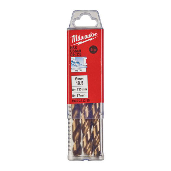 Milwaukee set 5 burgija 10,5mm HSS-G Cobalt 4932373355 Milwaukee set 5 burgija 10,5mm HSS-G Cobalt 4932373355