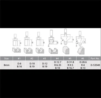 Makita set glodala 6 kom 8mm D-53540 Makita set glodala 6 kom 8mm D-53540