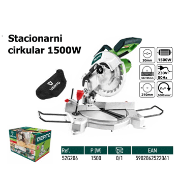 Verto stacionarni cirkular 1500W 52G206-1