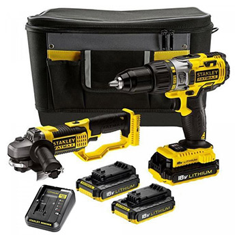 Stanley set akumulatorska udarna bušilica odvijač FatMax 18V + ugaona brusilica FMCK464D2 Stanley set akumulatorska udarna bušilica odvijač FatMax 18V + ugaona brusilica FMCK464D2