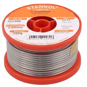 Stannol žica za lemljenje Tinol punjena ø2mm 250g Sn60/Pb40 Stannol žica za lemljenje Tinol punjena ø2mm 250g Sn60/Pb40
