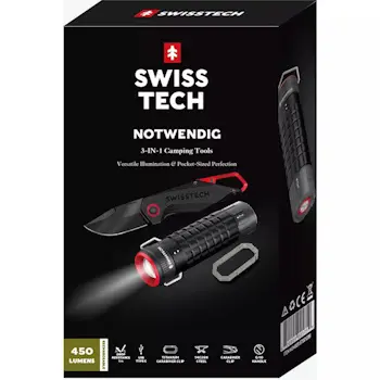 Swisstech 3u1 set za kampovanje nož/lampa sa fenjerom/titanijumski karabinjer ST001295