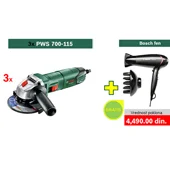 3 x Bosch ugaona brusilica PWS 700-115 + POKLON Bosch fen za kosu