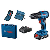 Bosch akumulatorska vibraciona bušilica-odvrtač GSB 185-Li Professional, 1× GBA 18V 2.0 Ah, punjač, kofer, 23-delni set pribora 06019K3102