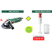 3 x Bosch ugaona brusilica PWS 700-115 + POKLON Bosch Štapni mikser