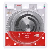 Bosch listovi kružnih testera Optiline Wood za drvo 216x2,0x30 48T i univerzalni Multi Material 216x2,5x30 80T 2608644658