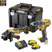 DeWalt akumulatorski set - bušilica-odvijač i brusilica DCK2020P2T (DCD791 + DCG405 + 2 x baterija 18V/5Ah + punjač + kofer)