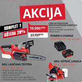 Einhell akumulatorska lančana testera Power X-Change GE-LC 18 Li Solo + PXC starter set 18V 4Ah + GE-CS 18 Li Solo oštrač lanca