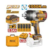 Ingco akumulatorski udarni odvijač 3/4″ 1050Nm 2x5.0Ah CIWLI20105E