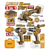 Ingco set aku alata / bušilica96Nm/brusilica115mm/udarni odvijač 850Nm COSLI251292E