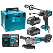 Makita XGT komplet - akumulatorska bušilica-odvijač XGT 40V + akumulatorska ugaona brusilica 125mm XGT 40V + punjač + 2 baterije + kofer DK0124G201