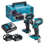 Makita LXT set - akumulatorska udarna bušilica-odvijač DHP458Z + akumulatorski udarni odvijač DTD152Z + punjač + 2 baterije + Makpac DLX2145TJ