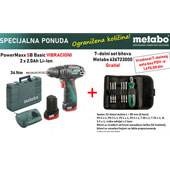Metabo akumulatorska bušilica odvrtač vibraciona  PowerMaxx SB Basic + POKLON 7-delni set bitova 600385501