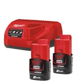 Milwaukee punjač + 2 baterije 12V/2Ah M12 NRG-202 4933459209