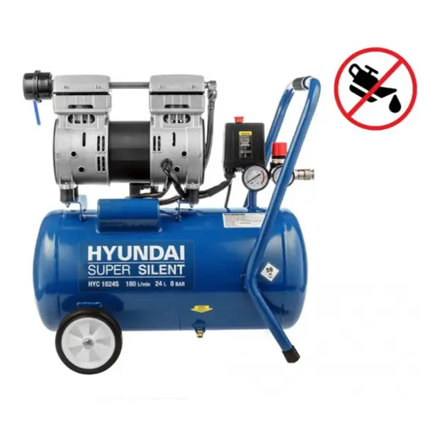 Hyundai HYC 750-24S bezuljni vazdušni tihi kompresor 750W – rezervoar 24 l