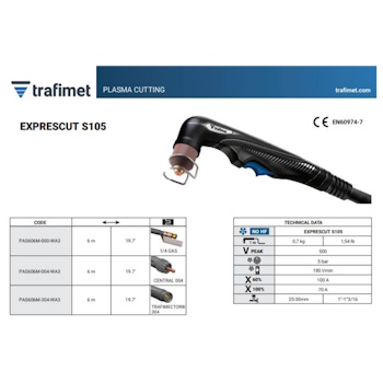 Trafimet plazma gorionik Ergocut S 105 6m central PAS606M-004-WA3 TPA1652 Trafimet plazma gorionik Ergocut S 105 6m central PAS606M-004-WA3 TPA1652