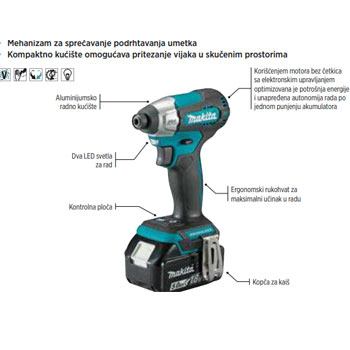 Makita akumulatorski udarni odvijač DTD157Z-1