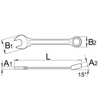 Unior ključ 125/1 viljuškasto-okasti kratki 38mm 618564-2